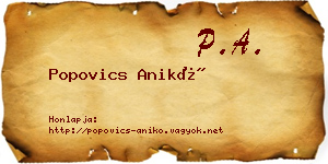 Popovics Anikó névjegykártya